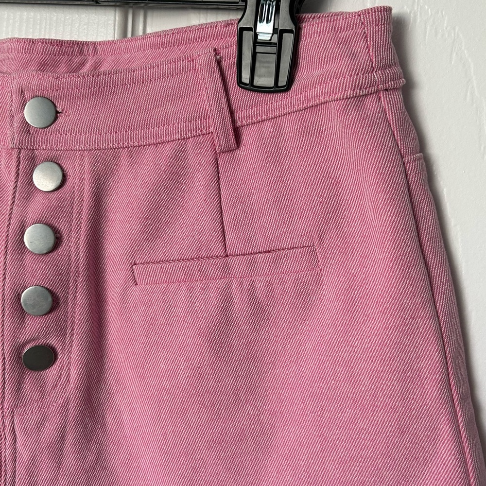 Cloud Ten High Rise Buttonfly Pink & White Pinstriped Denim Short Size L NWT - Picture 5 of 9